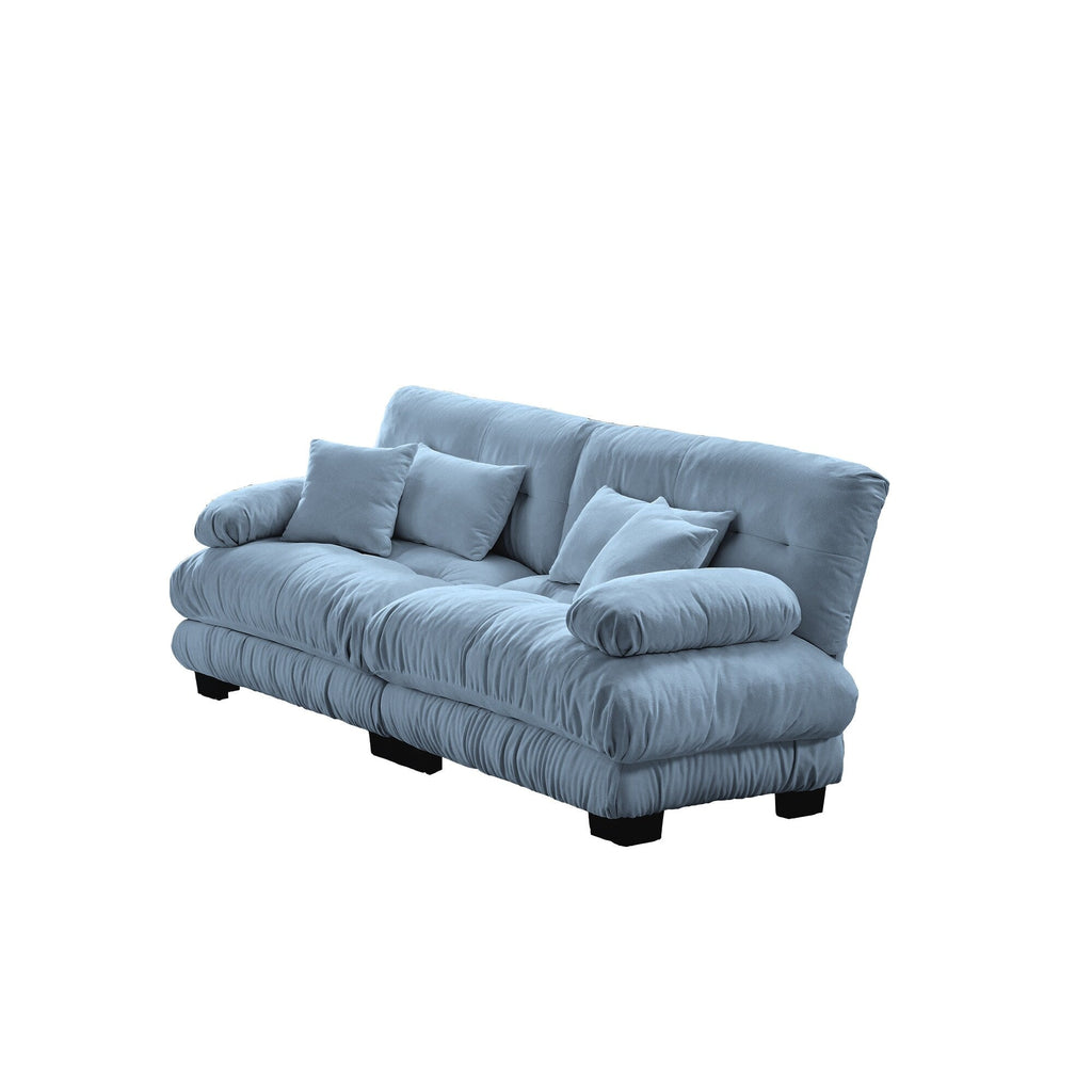 Canapé 2 places Cloud Couch pour salon, Chenille, 2 places, 2 coussins lombaires et 2 coussins décoratifs, bleu chenille