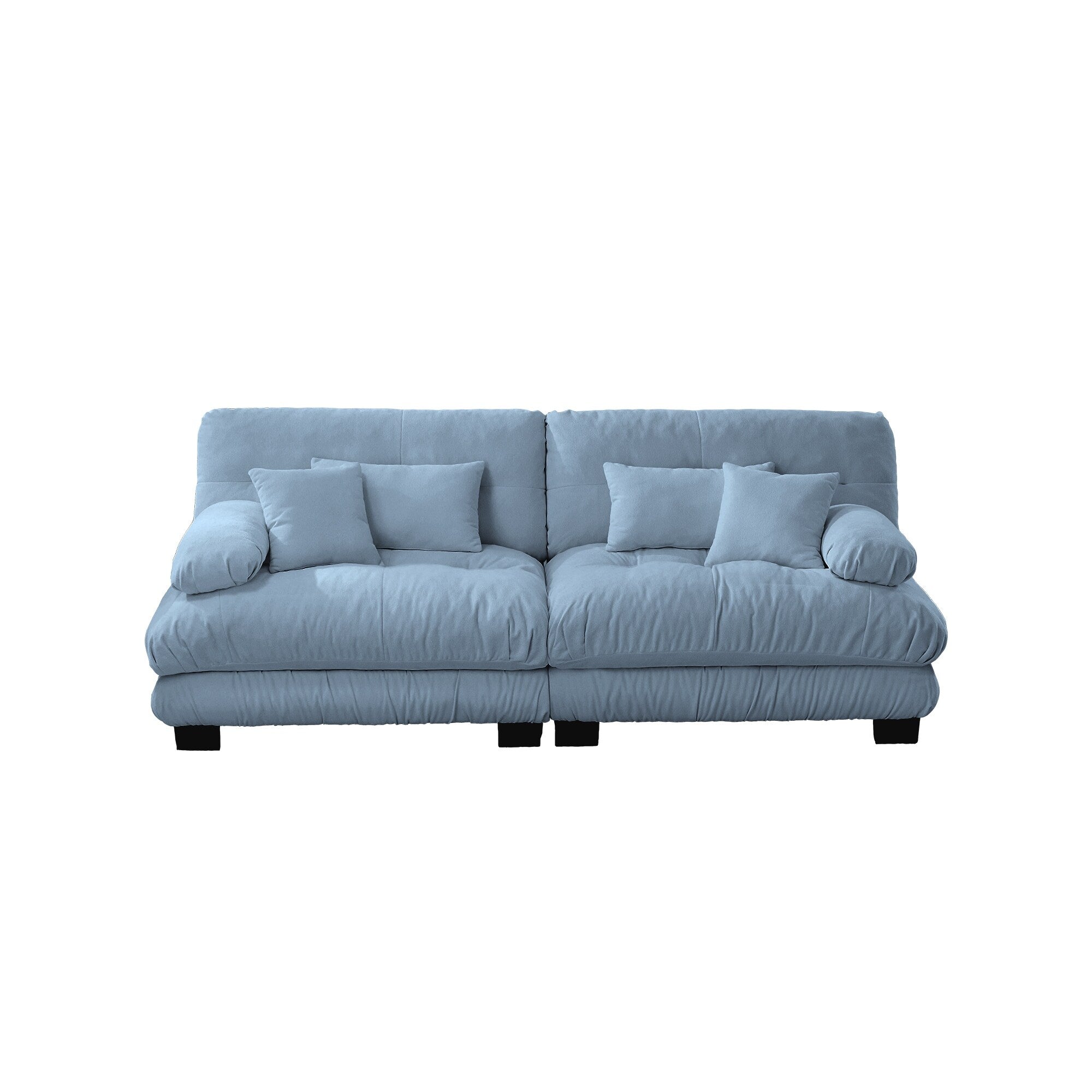 Canapé 2 places Cloud Couch pour salon, Chenille, 2 places, 2 coussins lombaires et 2 coussins décoratifs, bleu chenille