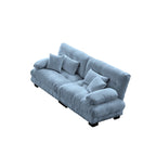 Canapé 2 places Cloud Couch pour salon, Chenille, 2 places, 2 coussins lombaires et 2 coussins décoratifs, bleu chenille