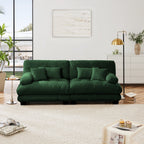 Canapé 2 places Cloud Couch pour salon, Chenille, 2 places, 2 coussins lombaires et 2 coussins décoratifs, Vert Chenille