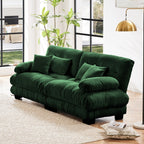 Canapé 2 places Cloud Couch pour salon, Chenille, 2 places, 2 coussins lombaires et 2 coussins décoratifs, Vert Chenille