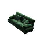 Canapé 2 places Cloud Couch pour salon, Chenille, 2 places, 2 coussins lombaires et 2 coussins décoratifs, Vert Chenille