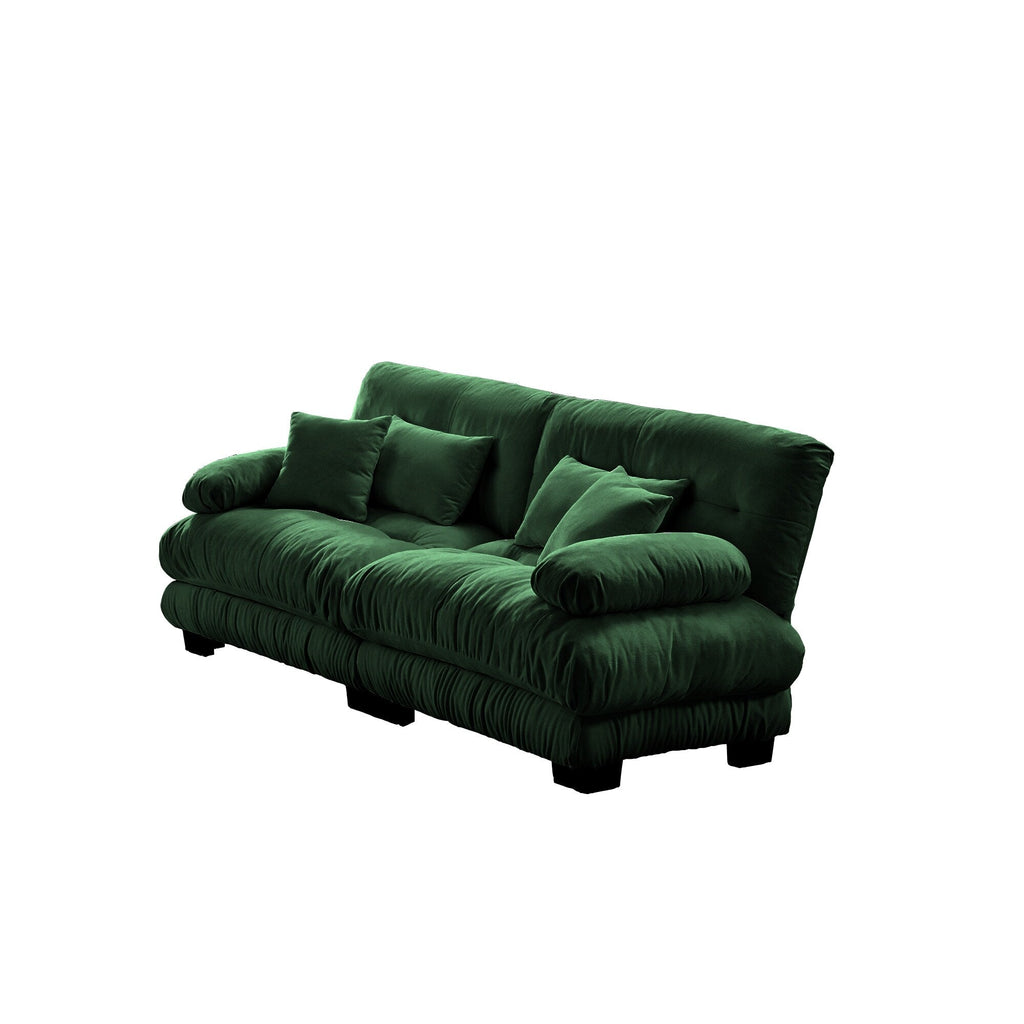 Canapé 2 places Cloud Couch pour salon, Chenille, 2 places, 2 coussins lombaires et 2 coussins décoratifs, Vert Chenille
