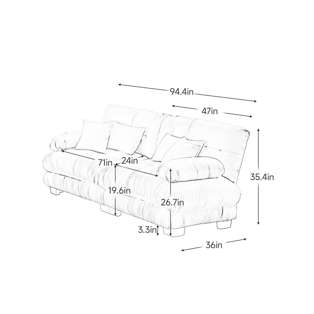 Canapé 2 places Cloud Couch pour salon, Chenille, 2 places, 2 coussins lombaires et 2 coussins décoratifs, Vert Chenille