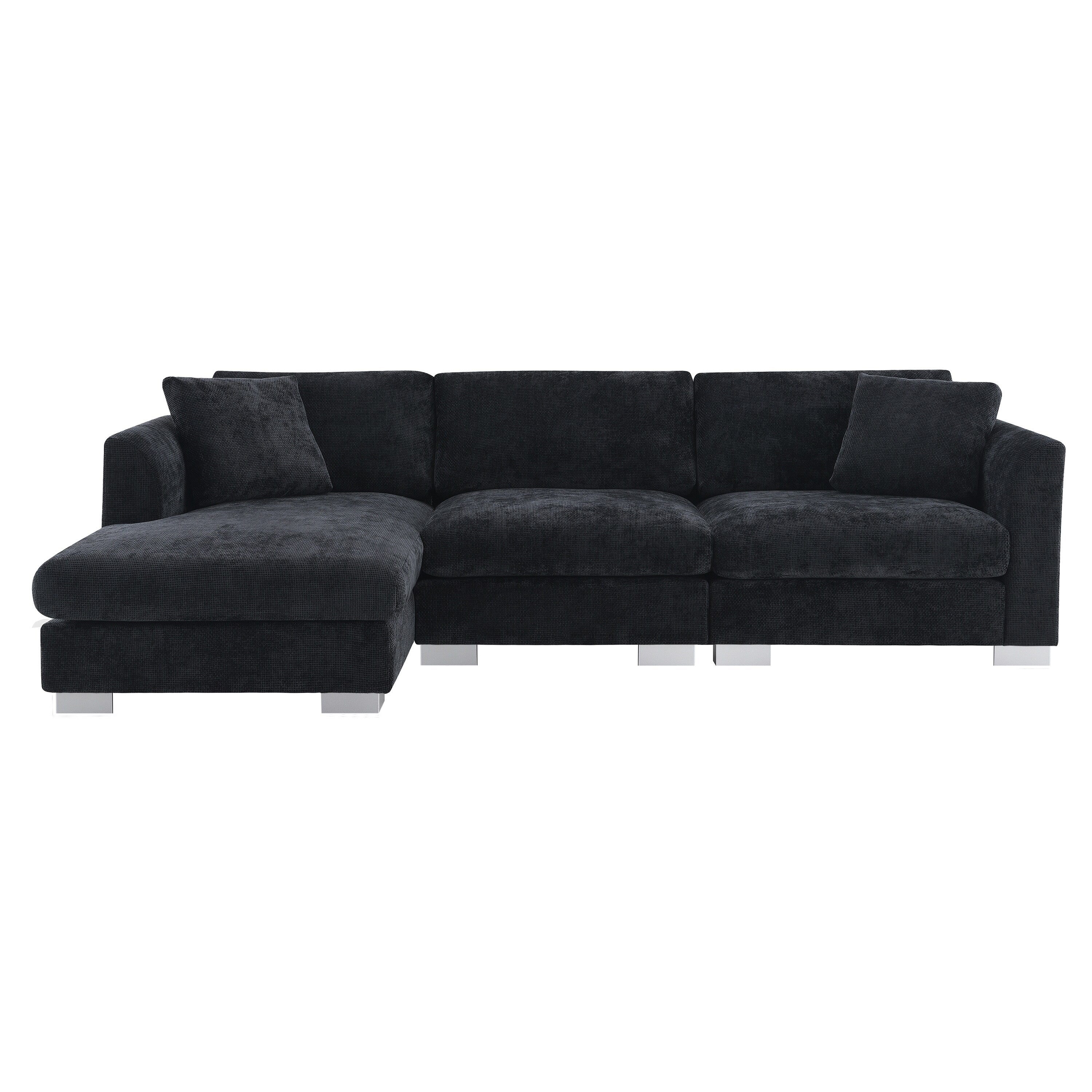 Canapé sectionnel Cloud, ensemble de canapés de luxe en forme de L avec 2 oreillers gratuits, mobilier d'intérieur 4 places en chenille avec méridienne surdimensionnée