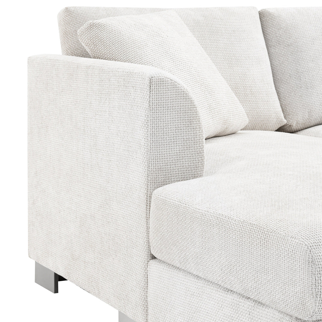 Canapé sectionnel Cloud, ensemble de canapés de luxe en forme de L avec 2 oreillers gratuits, mobilier d'intérieur 4 places en chenille avec méridienne surdimensionnée