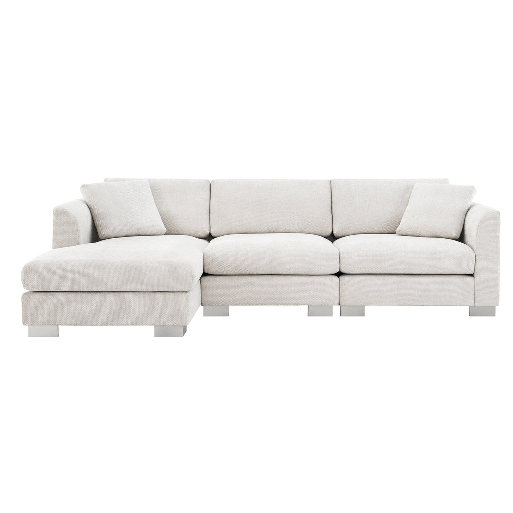 Canapé sectionnel Cloud, ensemble de canapés de luxe en forme de L avec 2 oreillers gratuits, mobilier d'intérieur 4 places en chenille avec méridienne surdimensionnée