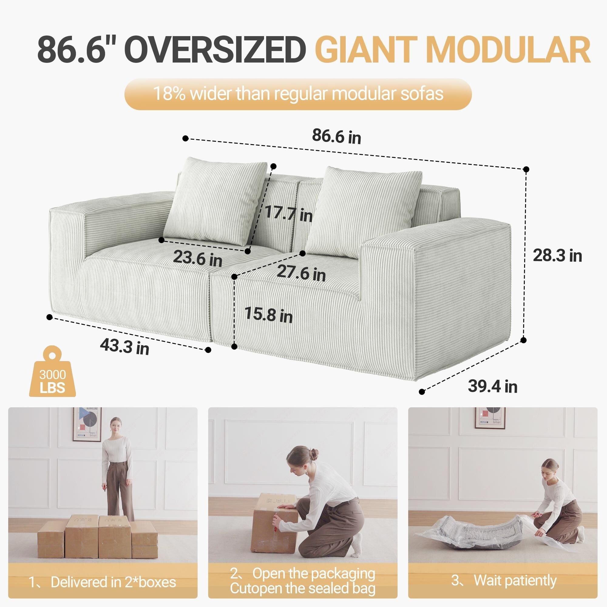 Canapé-lit modulable 2 places Cloud Soft en blanc