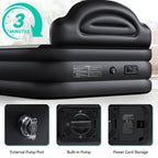 Matelas gonflable en forme de nuage avec cordon d'alimentation intégré, tête de pompe fixe et tête de lit gonflable