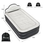 Matelas gonflable en forme de nuage avec cordon d'alimentation intégré, tête de pompe fixe et tête de lit gonflable