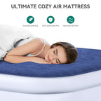 Matelas gonflable en forme de nuage avec cordon d'alimentation intégré, tête de pompe fixe et tête de lit gonflable