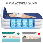 Matelas gonflable en forme de nuage avec cordon d'alimentation intégré, tête de pompe fixe et tête de lit gonflable