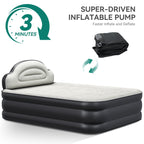 Matelas gonflable en forme de nuage avec cordon d'alimentation intégré, tête de pompe fixe et tête de lit gonflable