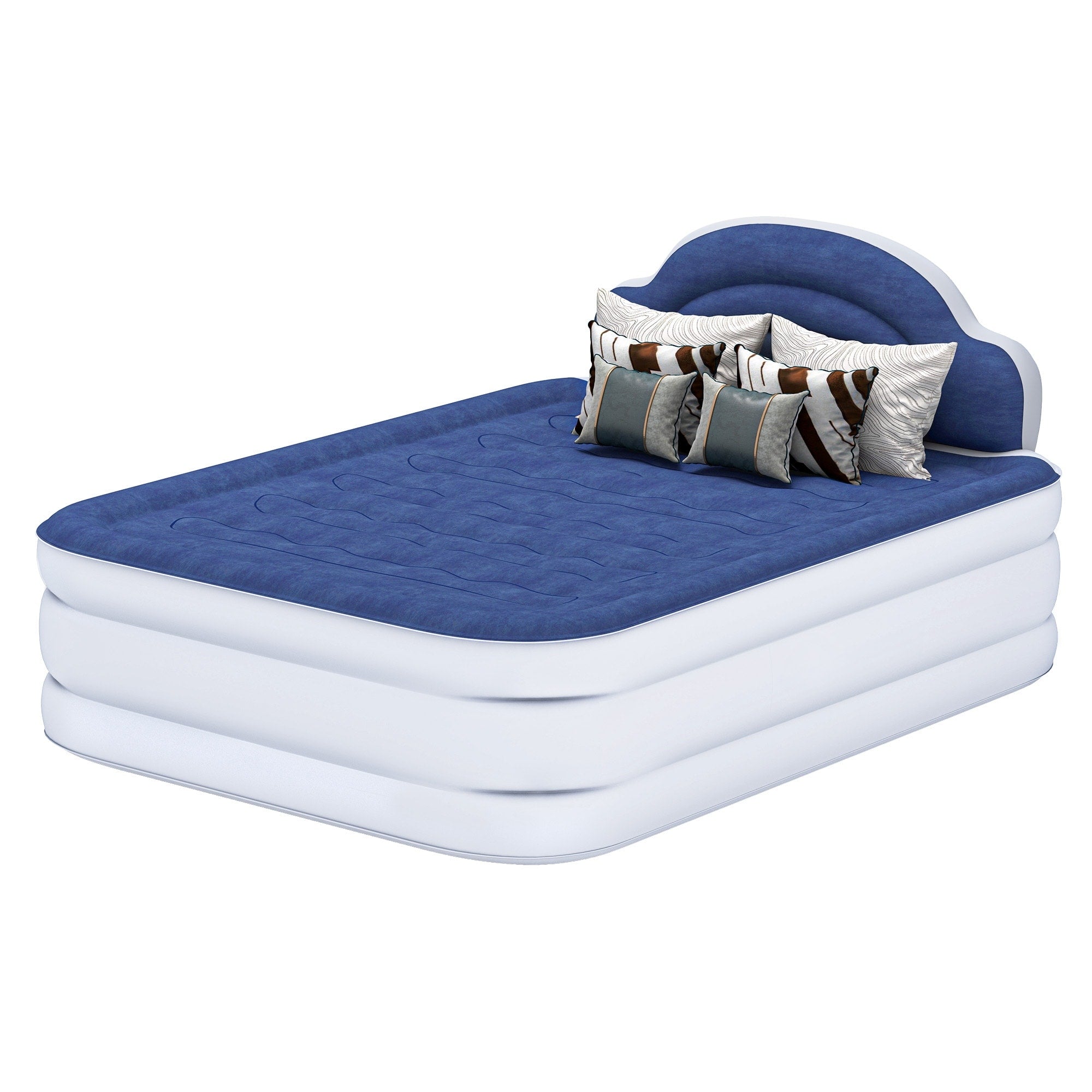 Matelas gonflable en forme de nuage avec cordon d'alimentation intégré, tête de pompe fixe et tête de lit gonflable