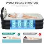 Matelas gonflable en forme de nuage avec cordon d'alimentation intégré, tête de pompe fixe et tête de lit gonflable