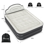Matelas gonflable en forme de nuage avec cordon d'alimentation intégré, tête de pompe fixe et tête de lit gonflable