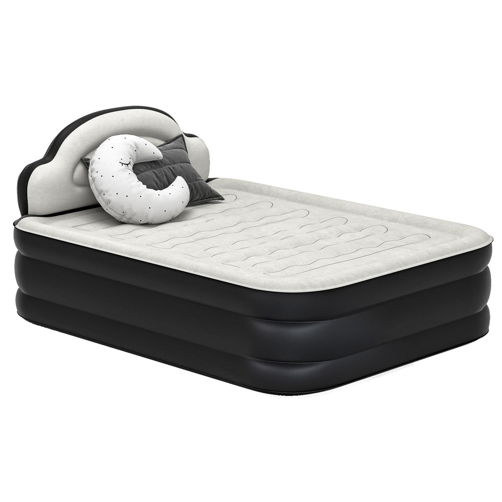 Matelas gonflable en forme de nuage avec cordon d'alimentation intégré, tête de pompe fixe et tête de lit gonflable