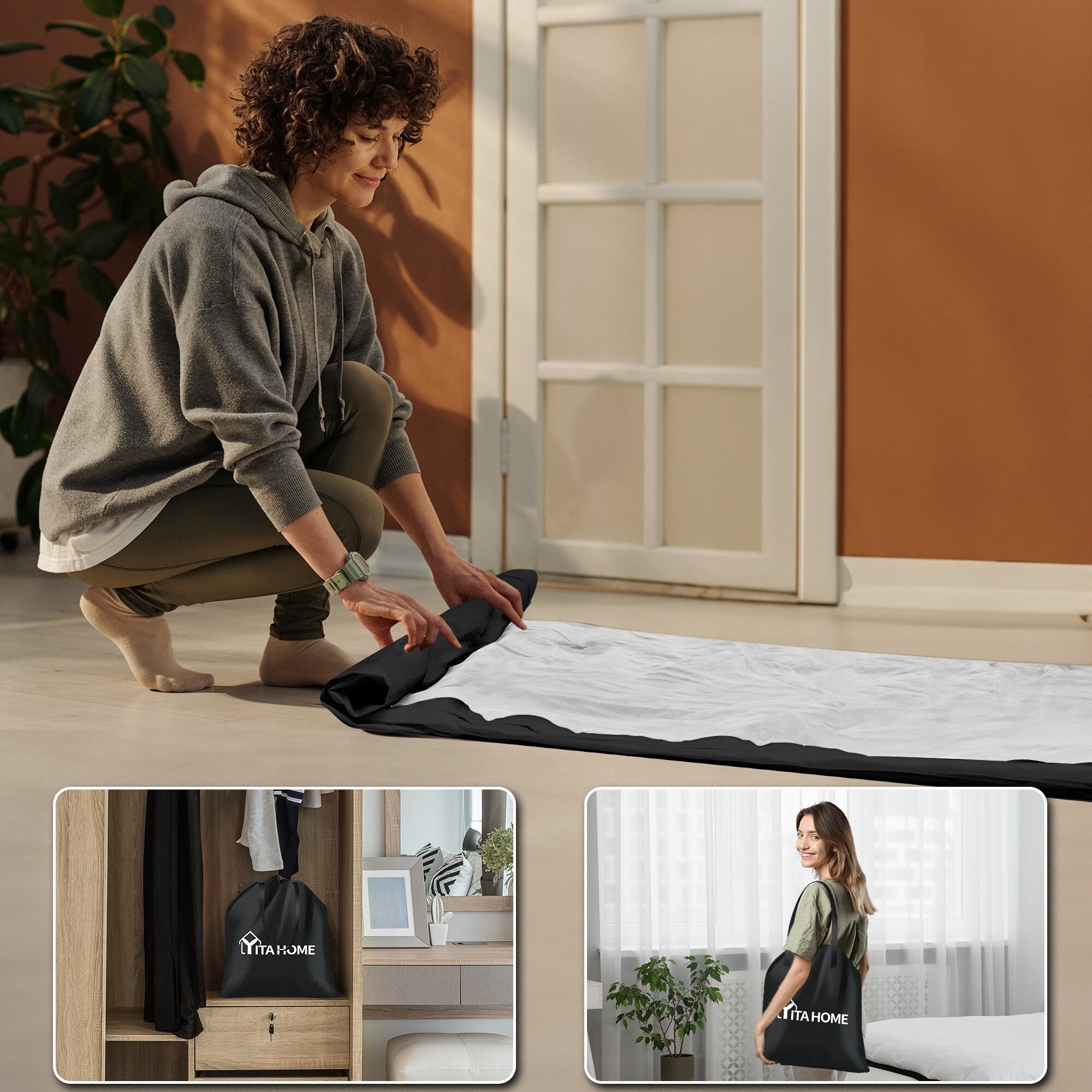 Matelas gonflable en forme de nuage avec cordon d'alimentation intégré, tête de pompe fixe et tête de lit gonflable
