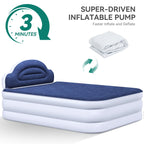 Matelas gonflable en forme de nuage avec cordon d'alimentation intégré, tête de pompe fixe et tête de lit gonflable