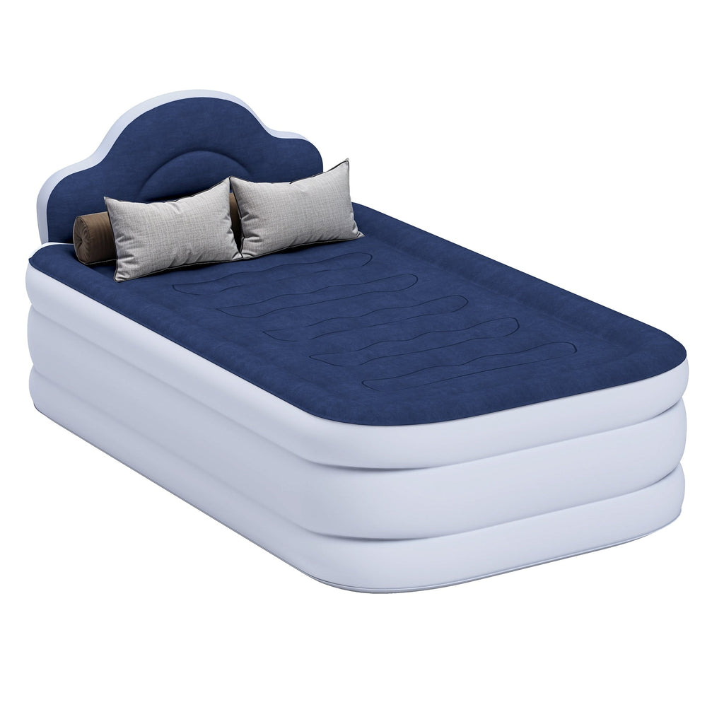 Matelas gonflable en forme de nuage avec cordon d'alimentation intégré, tête de pompe fixe et tête de lit gonflable