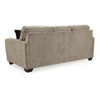 Canapé Cluer, chenille polyester marron moka, 4 coussins décoratifs, 220 cm