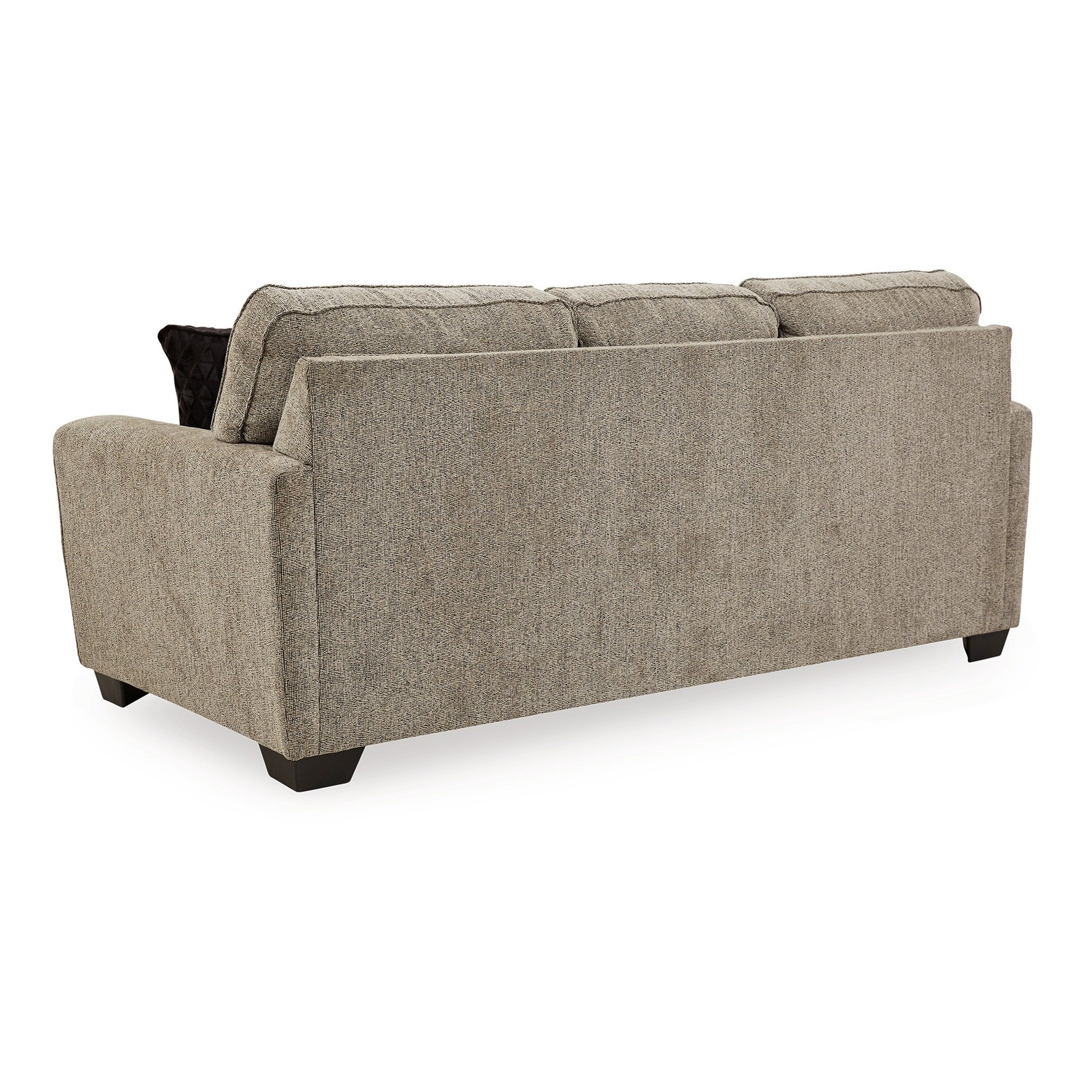 Canapé Cluer, chenille polyester marron moka, 4 coussins décoratifs, 220 cm