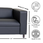 Canapés Coast to Coast Canapé 3 places moderne du milieu du siècle en similicuir avec cadre en bois massif et rembourrage