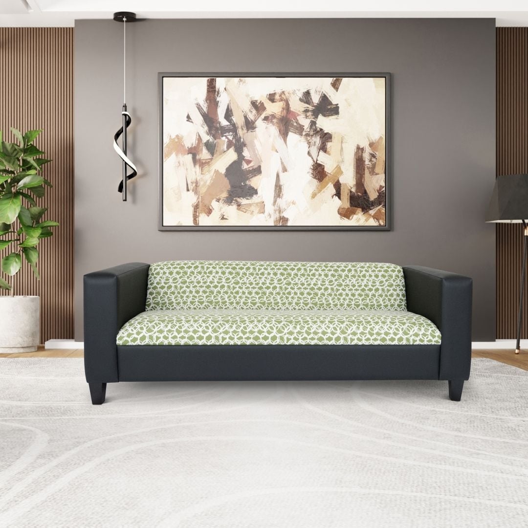 Canapés Coast to Coast Canapé 3 places moderne du milieu du siècle en similicuir avec cadre en bois massif et rembourrage