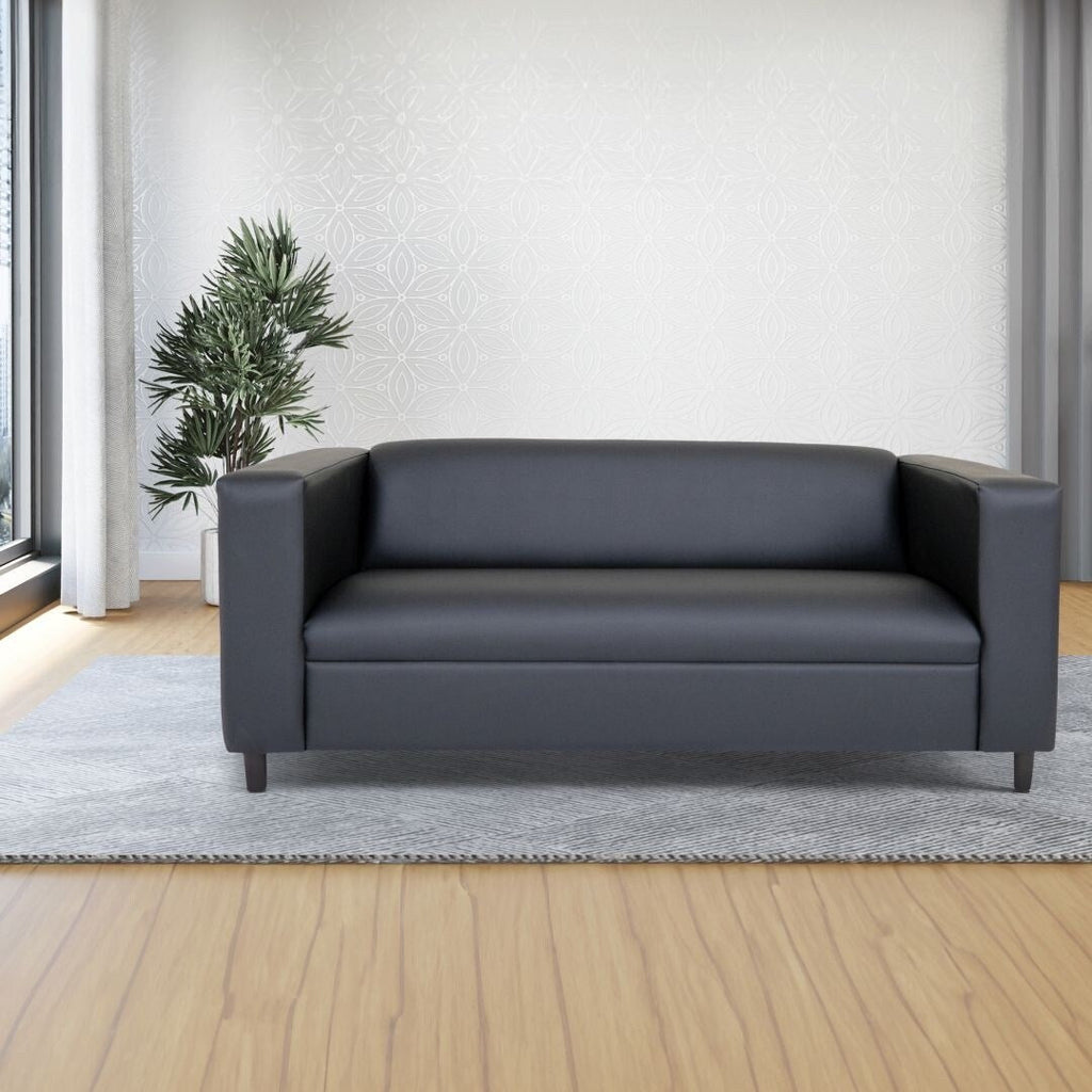 Canapés Coast to Coast Canapé 3 places moderne du milieu du siècle en similicuir avec cadre en bois massif et rembourrage