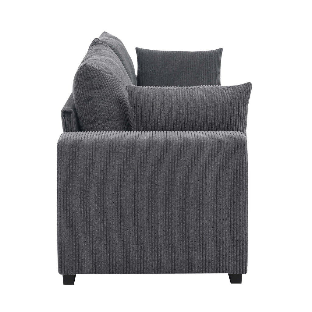 Canapé en velours côtelé de style côtier - 31 P x 79 L x 34 H
