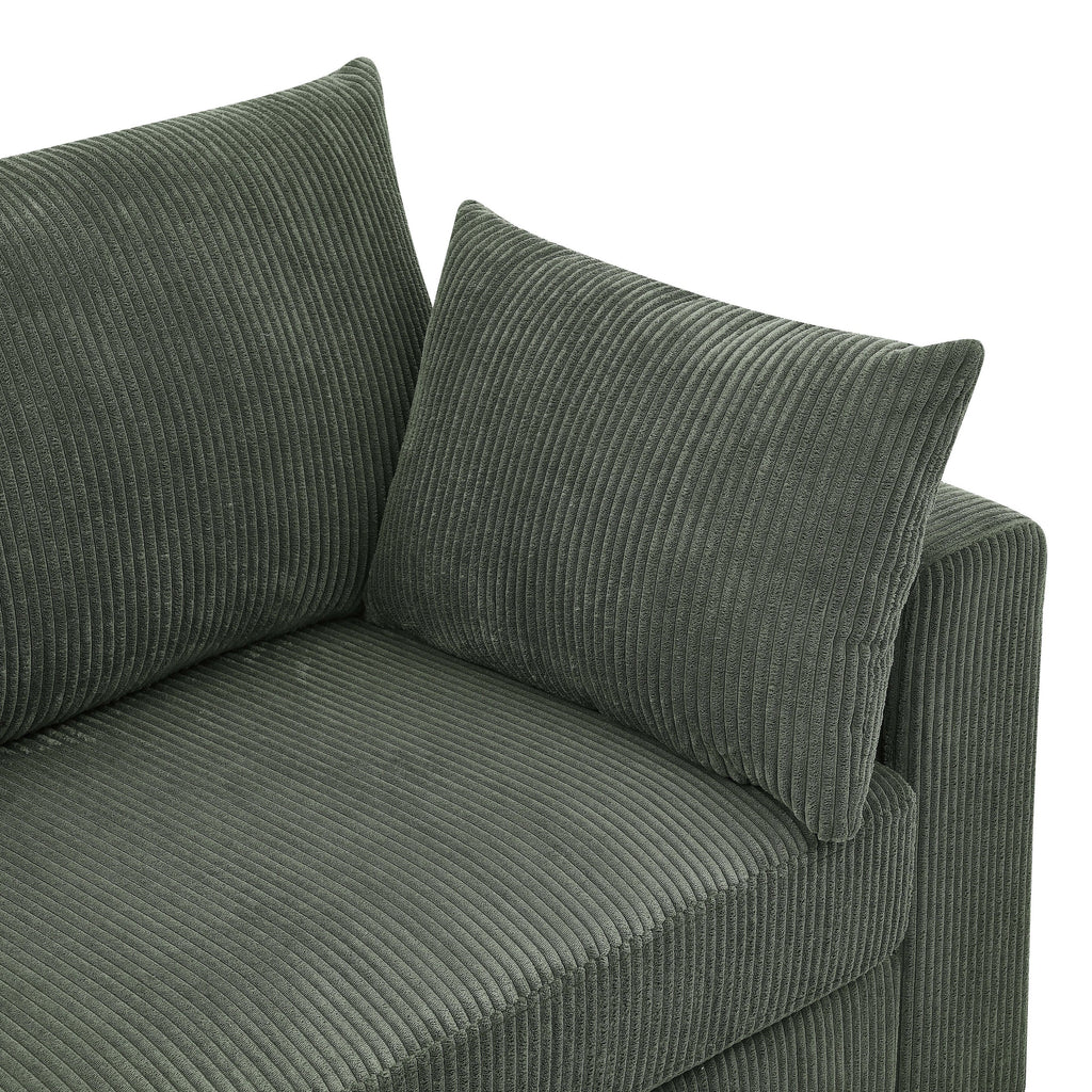 Canapé en velours côtelé de style côtier - 31 P x 79 L x 34 H