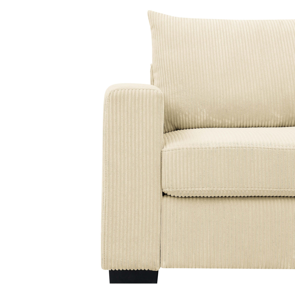 Canapé en velours côtelé de style côtier - 31 P x 79 L x 34 H