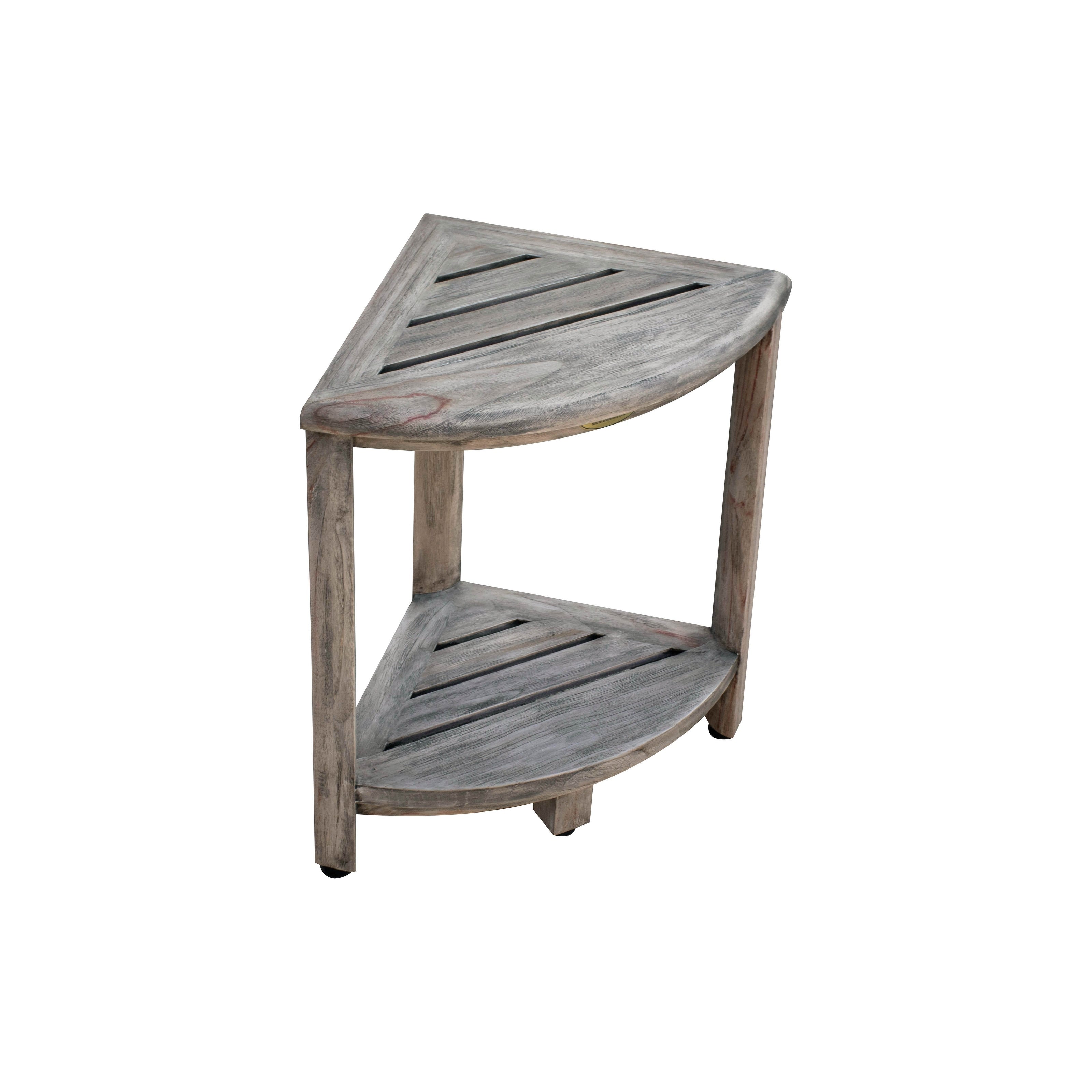 CoastalVogue, Étagère de douche d'angle en teck, Tabouret de douche pour se raser les jambes, Repose-pieds de douche, Tabouret de douche en teck, Tabouret de douche d'angle