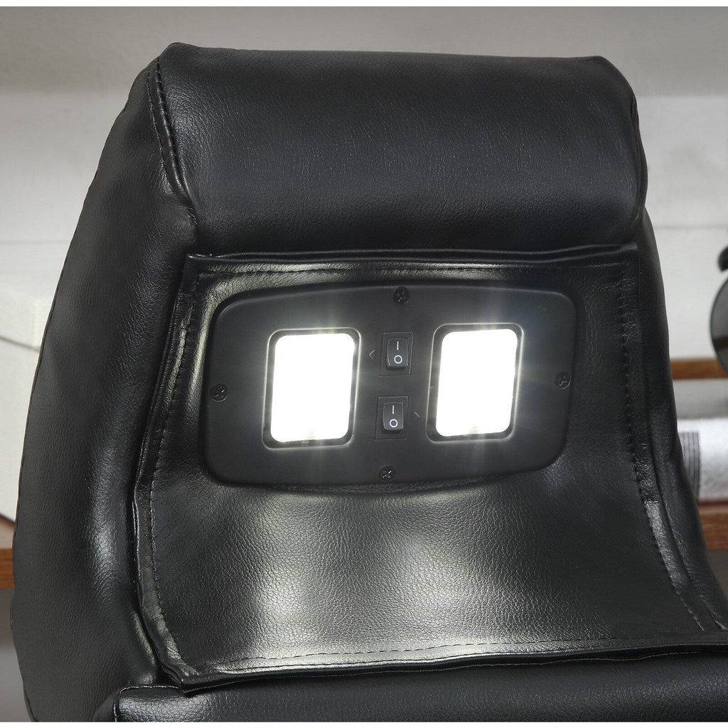 Canapé électrique Delange en similicuir noir avec appuie-têtes