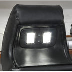 Canapé électrique Delange en similicuir noir avec appuie-têtes