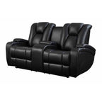 Canapé électrique Delange en similicuir noir avec appuie-têtes