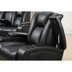 Canapé électrique Delange en similicuir noir avec appuie-têtes