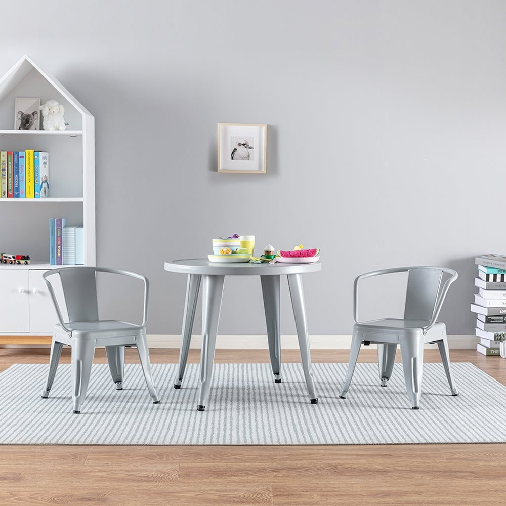 Ensemble table et chaises d'extérieur en métal blanc Coco Kids