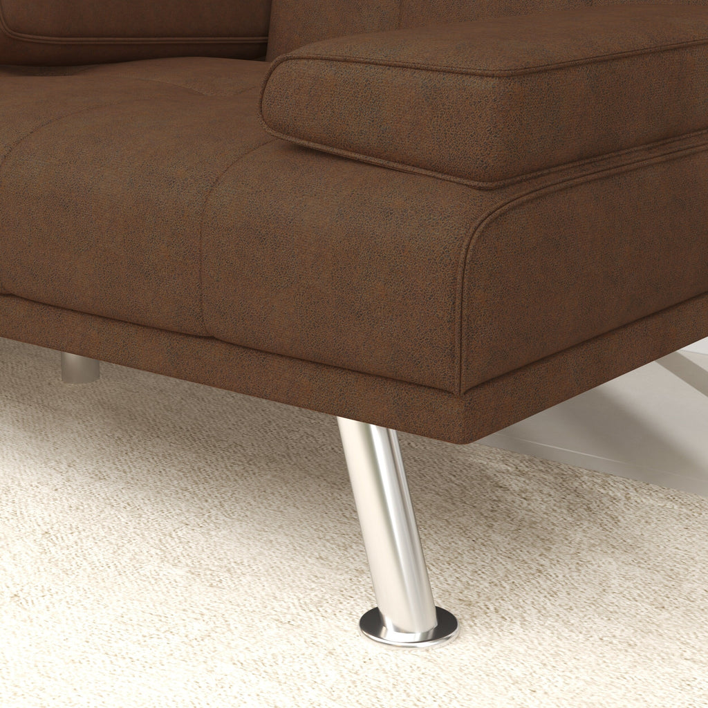 Canapé-lit pliant café avec pieds en métal et porte-gobelet