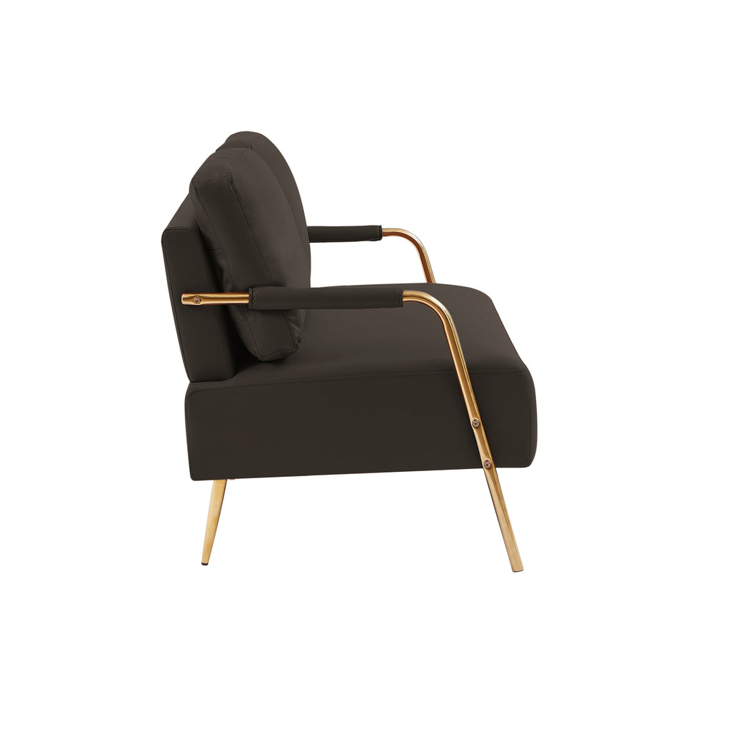 Canapé causeuse moderne en tissu café 49,6 pouces, adapté aux animaux de compagnie, avec coussin de dossier amovible et pieds en métal pour le salon