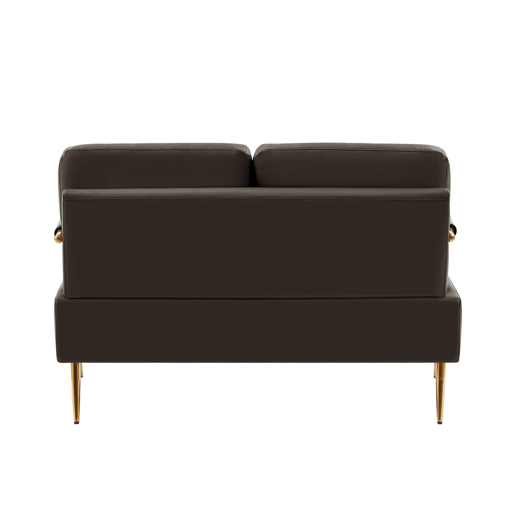 Canapé causeuse moderne en tissu café 49,6 pouces, adapté aux animaux de compagnie, avec coussin de dossier amovible et pieds en métal pour le salon