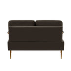 Canapé causeuse moderne en tissu café 49,6 pouces, adapté aux animaux de compagnie, avec coussin de dossier amovible et pieds en métal pour le salon