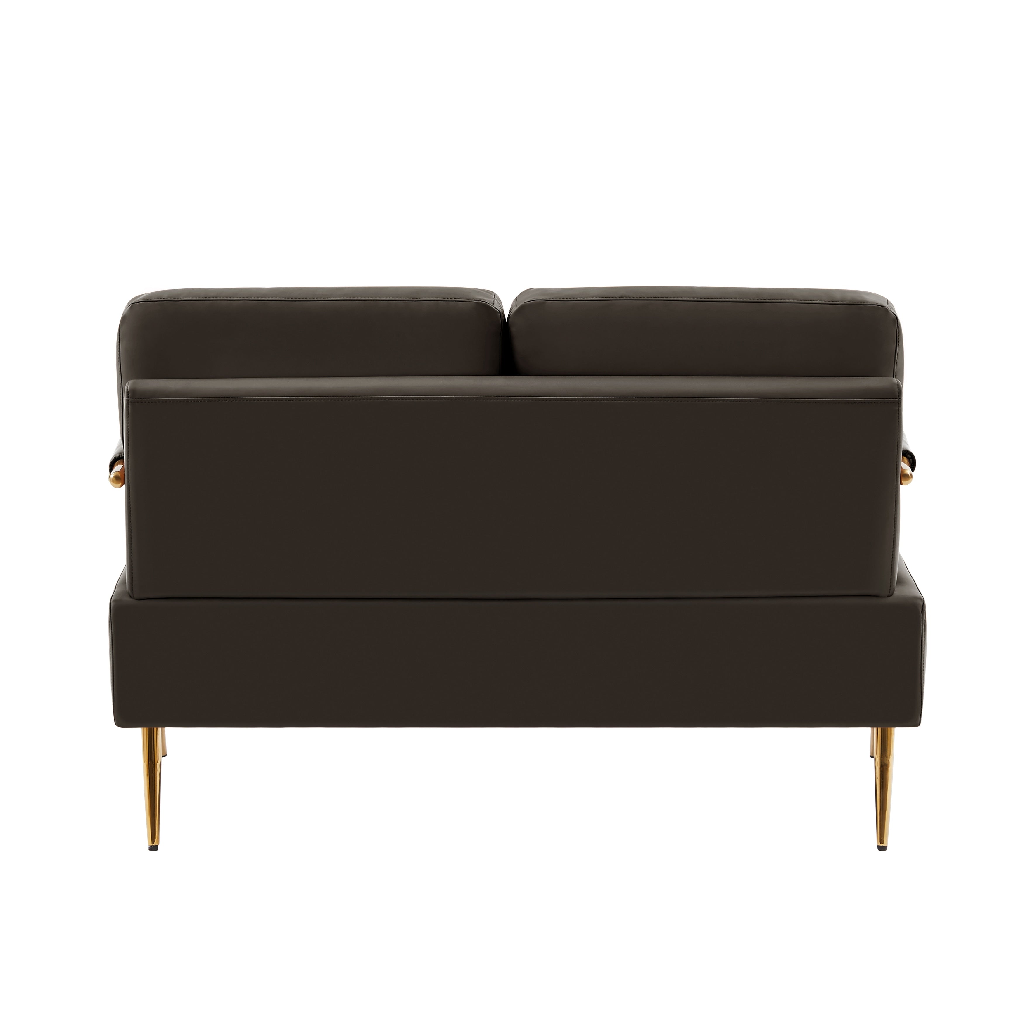 Canapé causeuse moderne en tissu café 49,6 pouces, adapté aux animaux de compagnie, avec coussin de dossier amovible et pieds en métal pour le salon