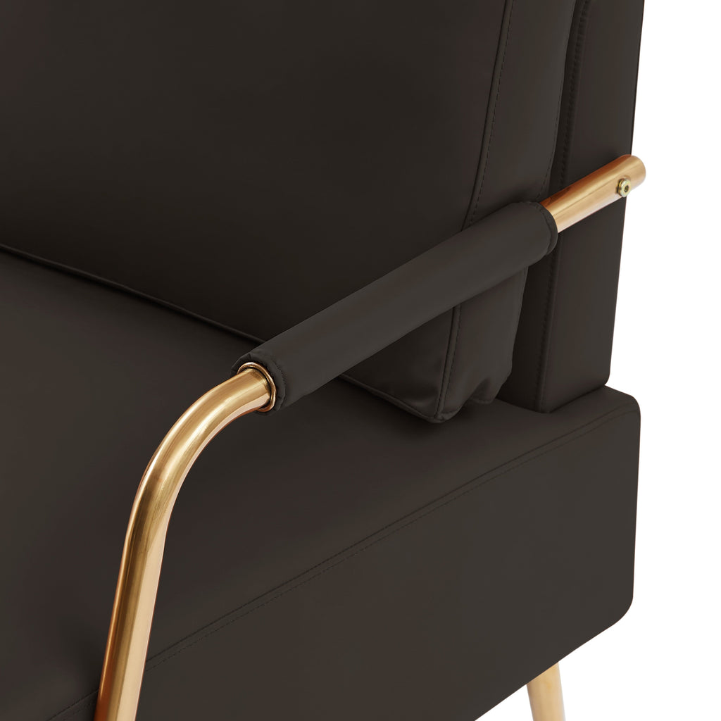 Canapé causeuse moderne en tissu café 49,6 pouces, adapté aux animaux de compagnie, avec coussin de dossier amovible et pieds en métal pour le salon