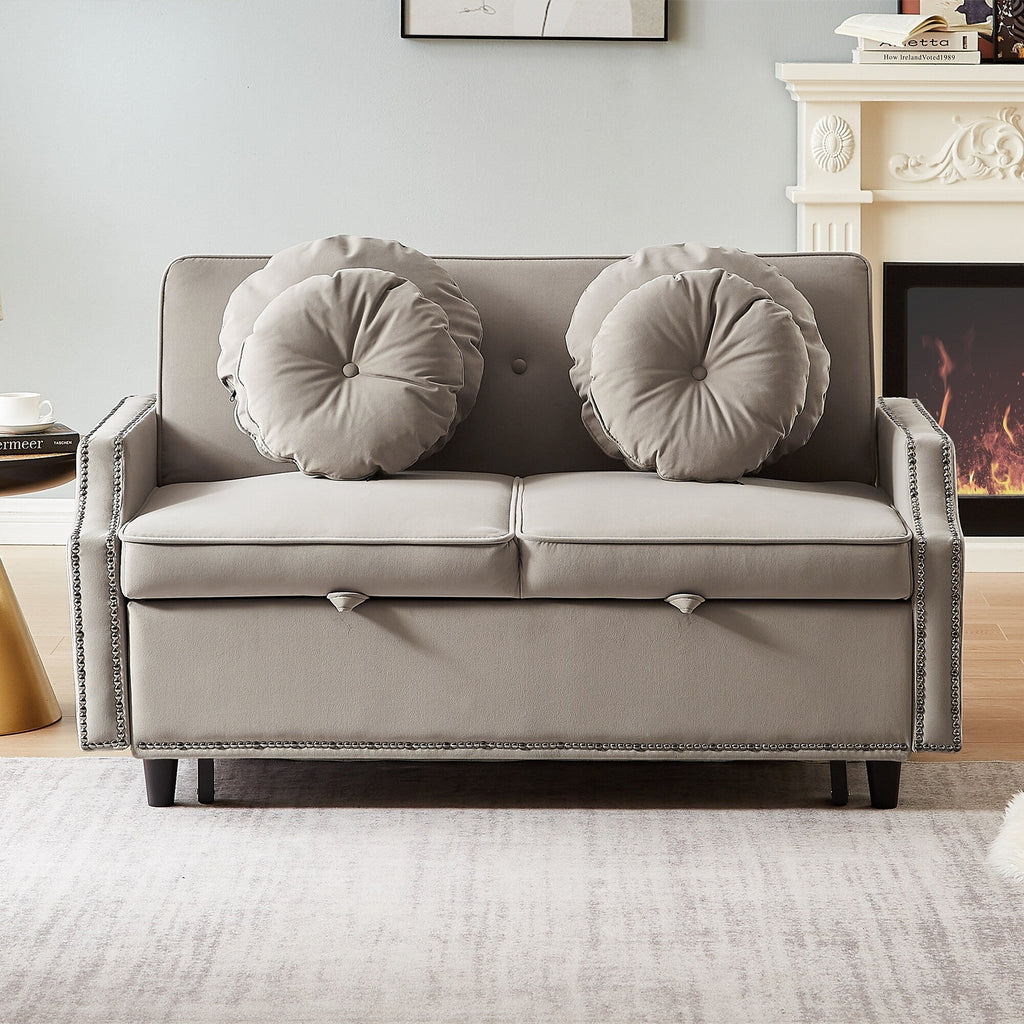 Canapé-lit réglable en polyester couleur café avec ports USB