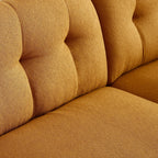 Canapé 3 places Teddy Cognac Modern 81,48 avec assise profonde et pieds en bois, rembourré pour le salon