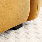 Canapé 3 places Teddy Cognac Modern 81,48 avec assise profonde et pieds en bois, rembourré pour le salon