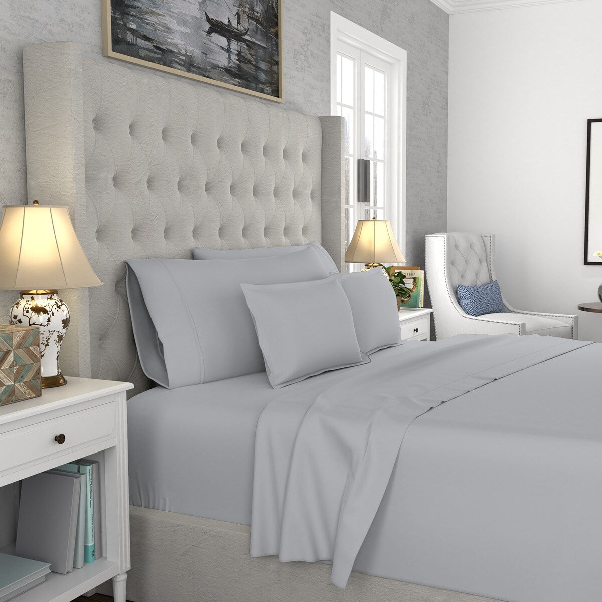 Parure de draps infroissables en mélange de coton de qualité supérieure Color Sense 1200 fils