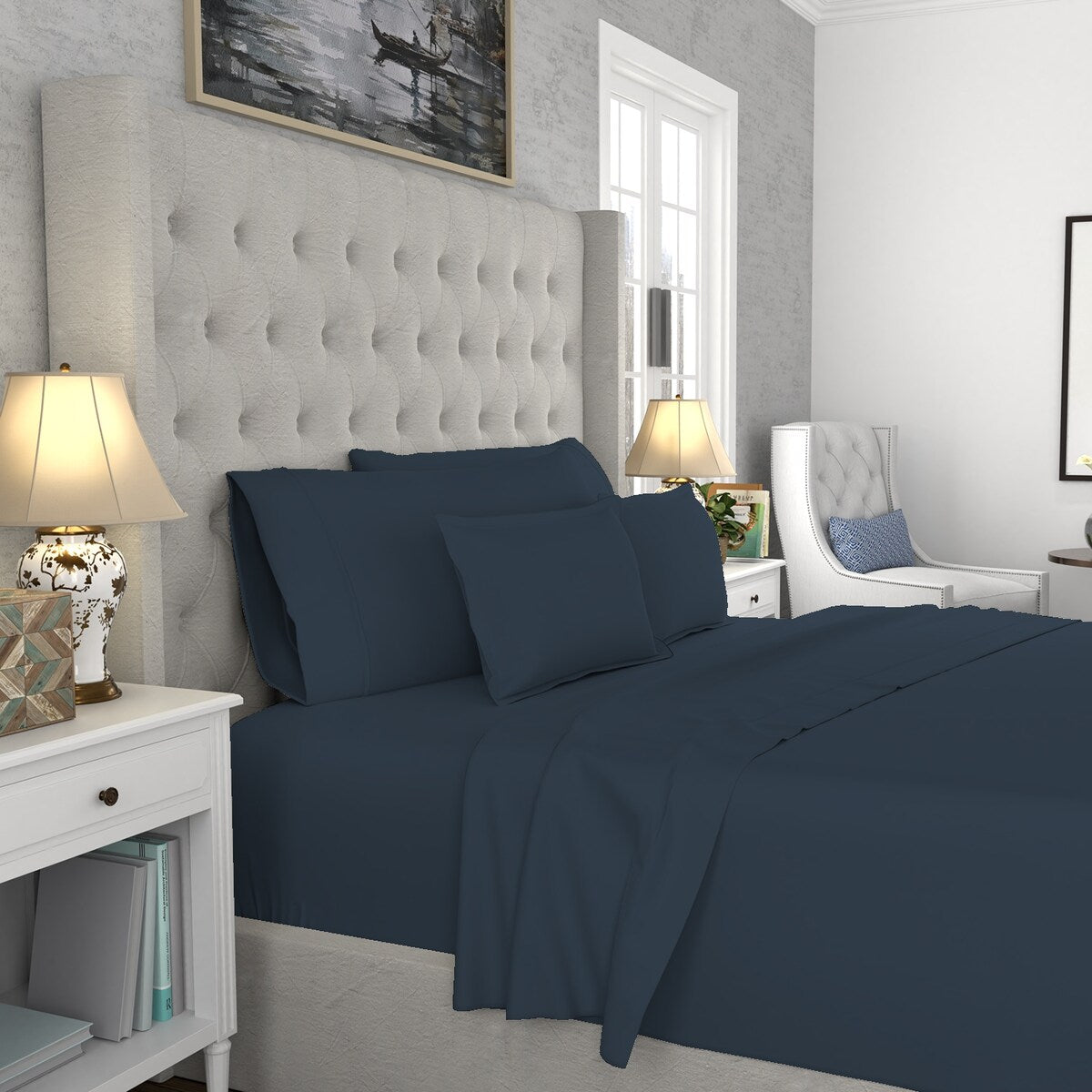 Parure de draps infroissables en mélange de coton de qualité supérieure Color Sense 1200 fils