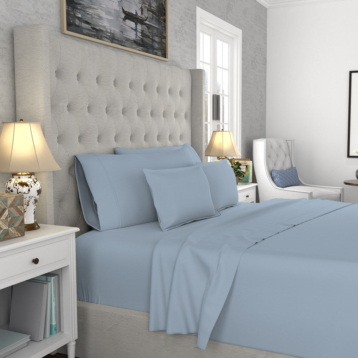 Parure de draps infroissables en mélange de coton de qualité supérieure Color Sense 1200 fils